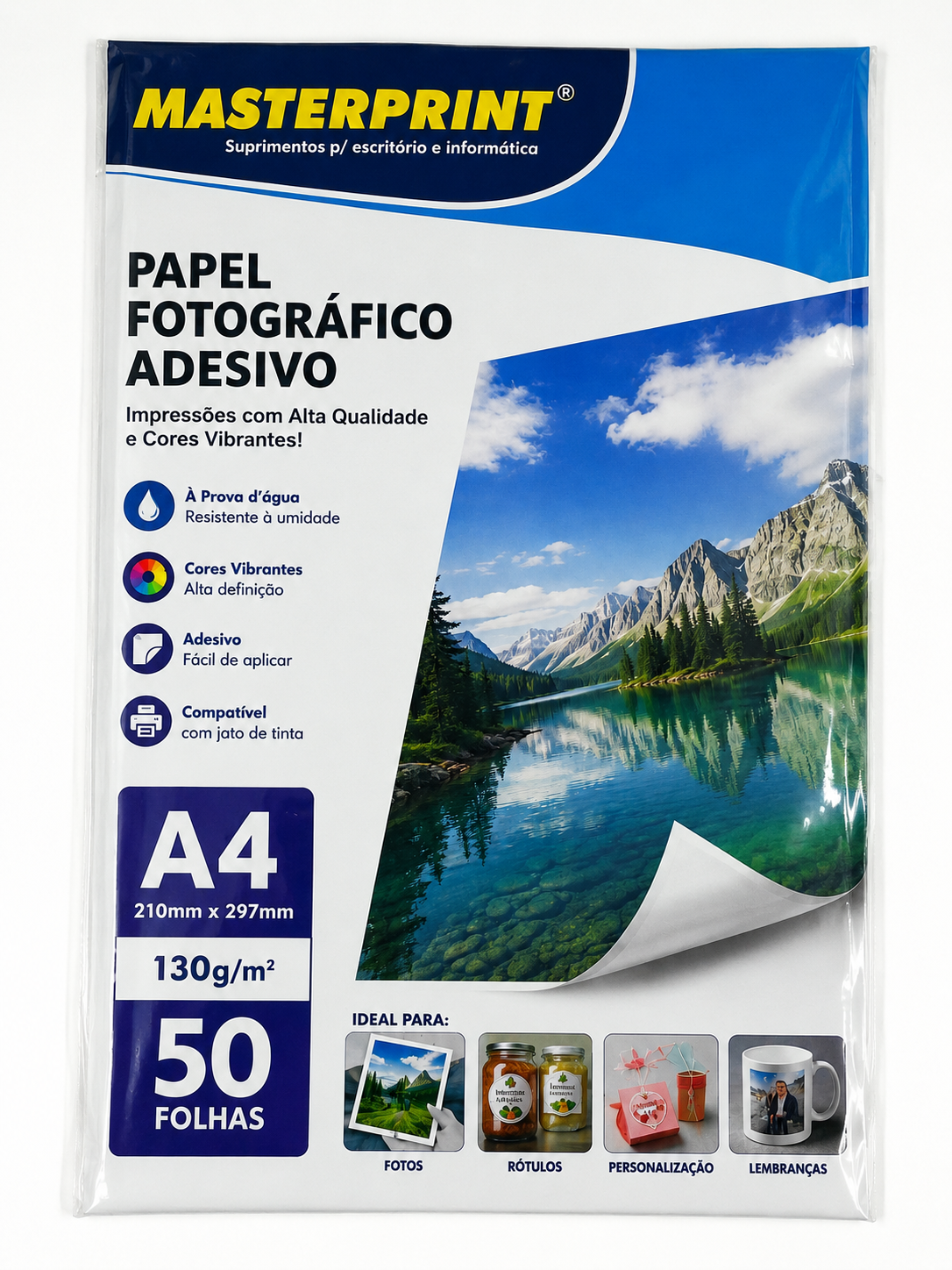 Papel Fotográfico Adesivo A4 130g 50 folhas