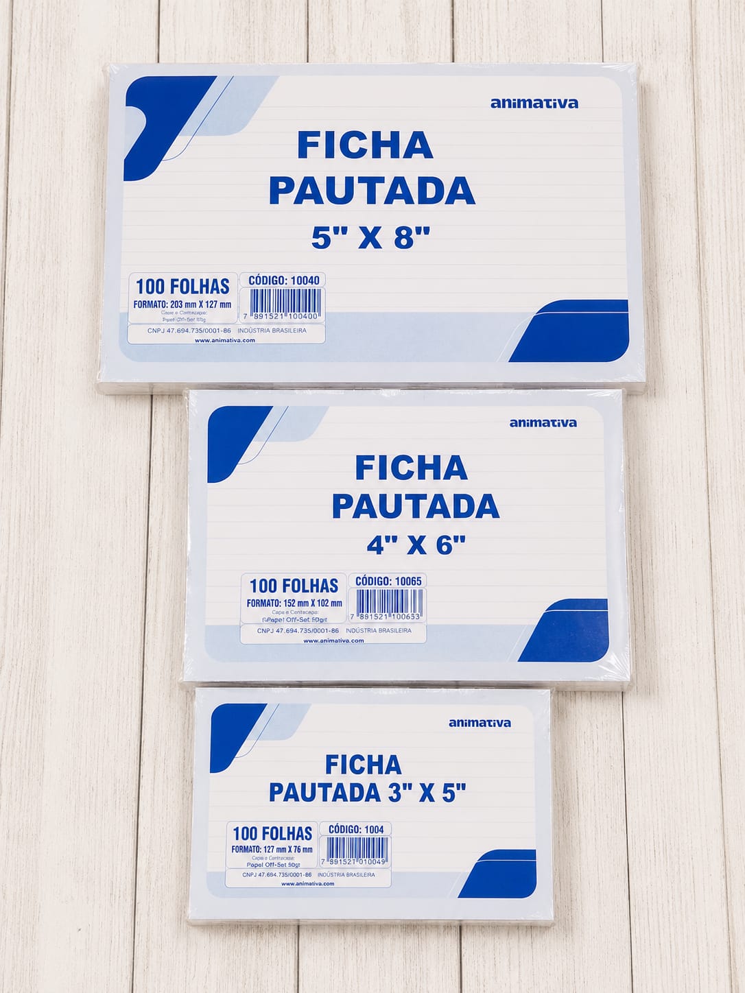 Ficha Pautada 100 folhas (3x5, 4x6 e 5x8)