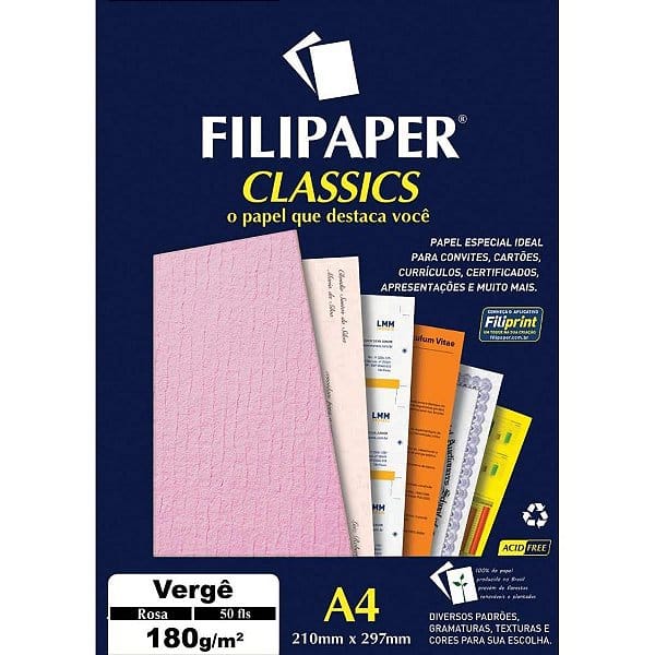 Papel Vergê A4 180g 50 folhas