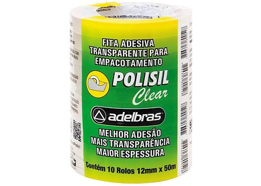 Fita Adesiva Polisil Clear 12mm x 50m (10 rolos)