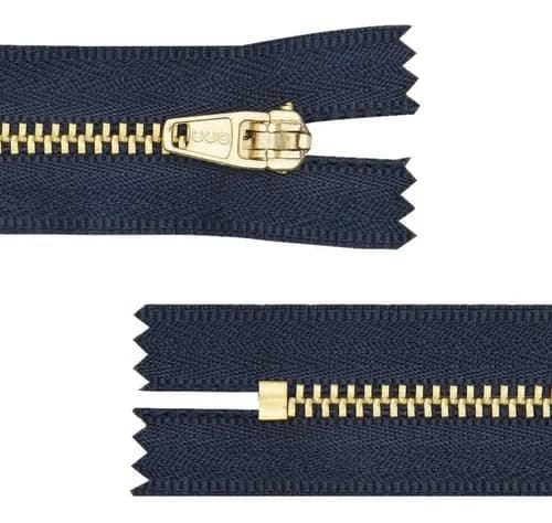 Zíper Metal Dourado Azul Marinho